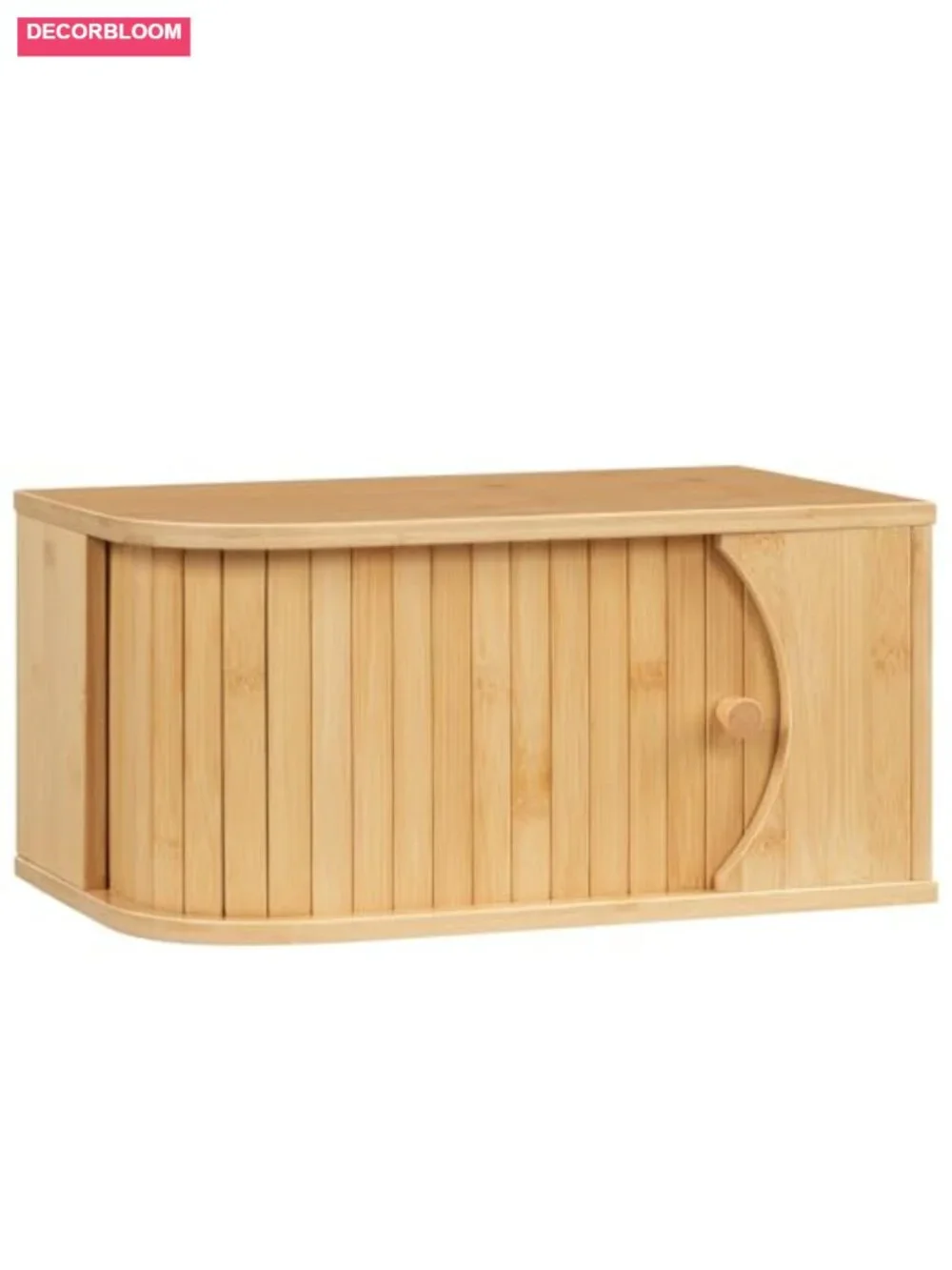 Natural Bamboo Bread Box with Roller Door for Kitchen Countertop